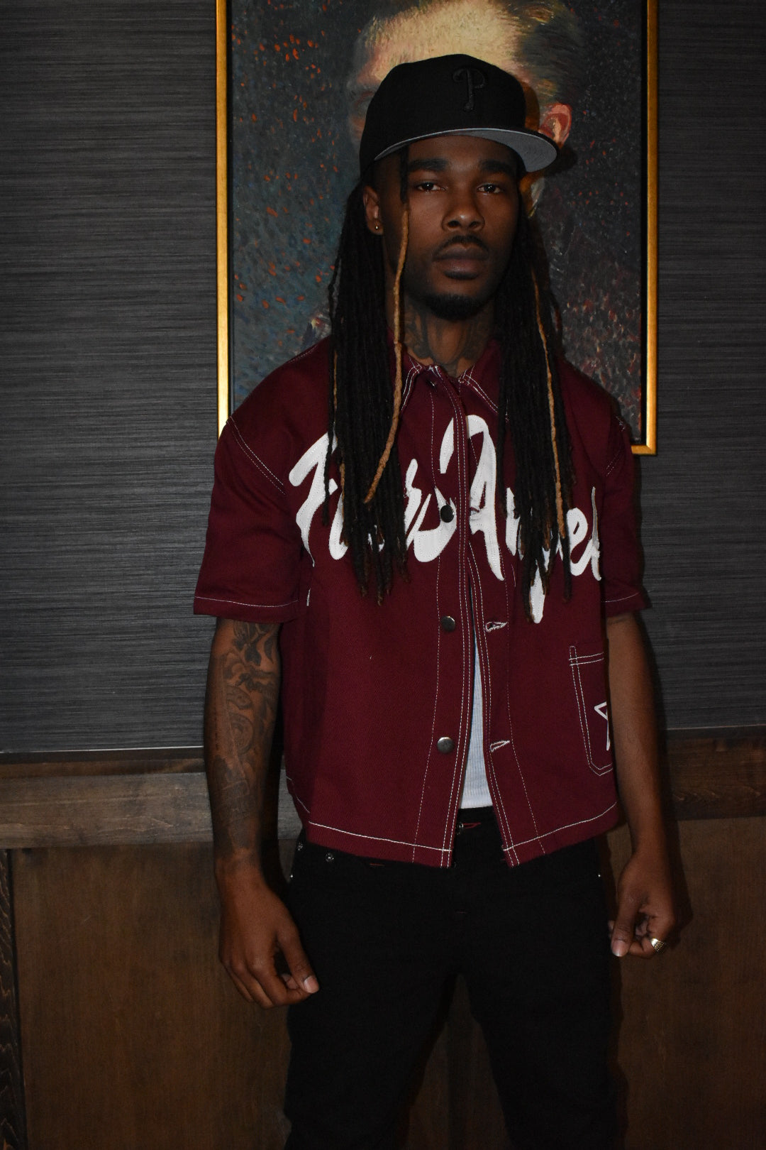 Denim Work Shirt - Maroon